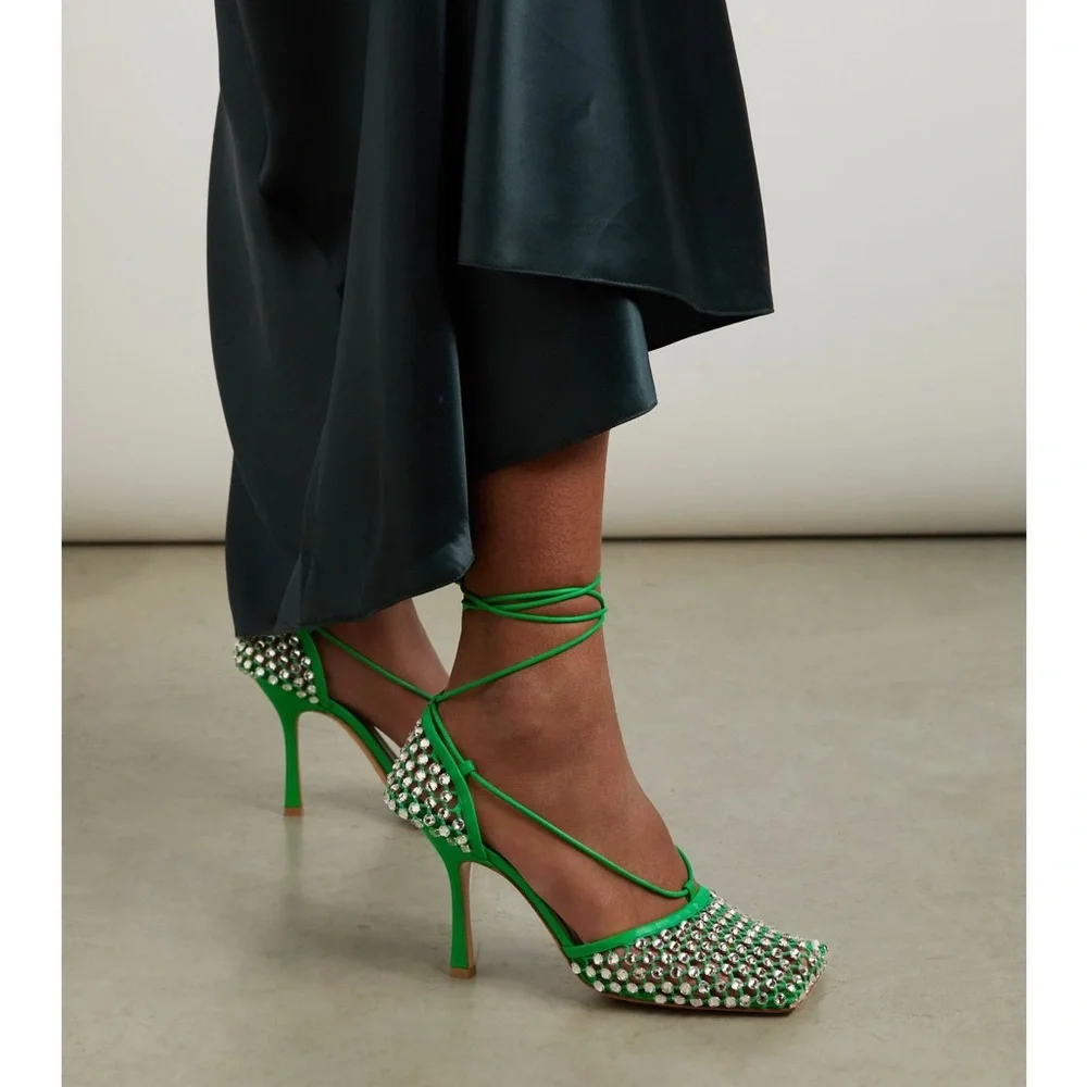 New Bottega VENETA crystal Sandal Rhinestone mesh and leather sandals $1,950